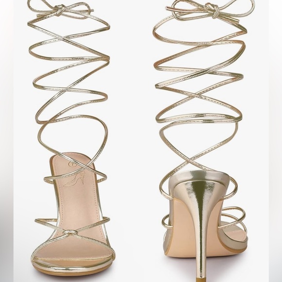 Perphy Lace Up Slingback Strappy Stiletto Heels Sandals - Picture 3 of 4